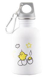 Sport Water Bottle Cute Chicken Pattern - White 10.1 oz