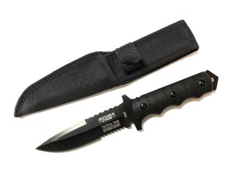 9" Defender-Xtreme Tactical Team All Black Hunting Knife with Sheath